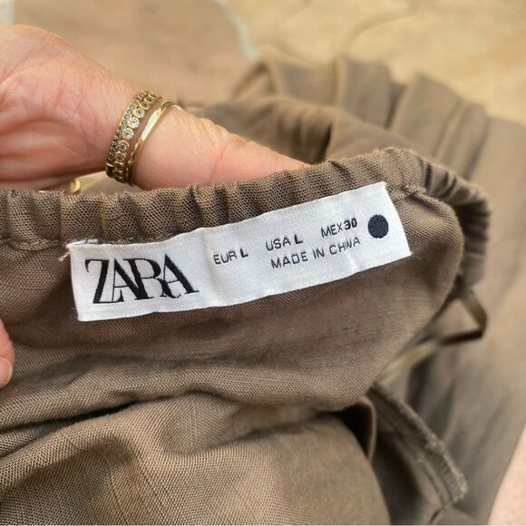 ZARA LINEN BLEND KHAKI HALTER NECK MIDI DRESS blogger’s favorite size large - Picture 5 of 16